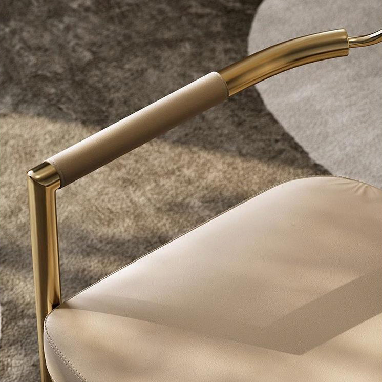 Modern Luxury Faux Leather Metal Sponge Square Strip Dovetail Dining Chair Backrest Armrest For Dining Room