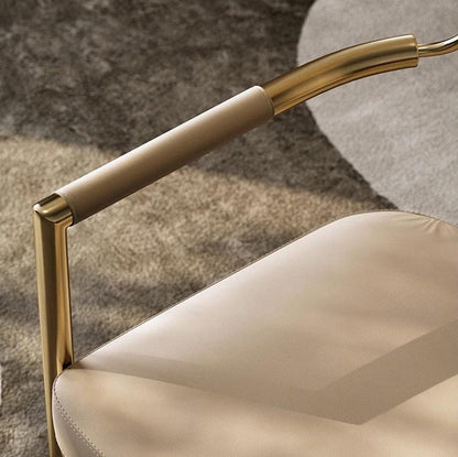 Modern Luxury Faux Leather Metal Sponge Square Strip Dovetail Dining Chair Backrest Armrest For Dining Room