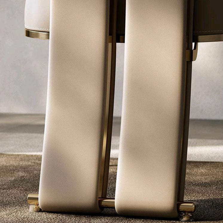 Modern Luxury Faux Leather Metal Sponge Square Strip Dovetail Dining Chair Backrest Armrest For Dining Room