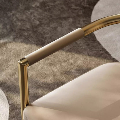 Modern Luxury Faux Leather Metal Sponge Square Strip Dovetail Dining Chair Backrest Armrest For Dining Room