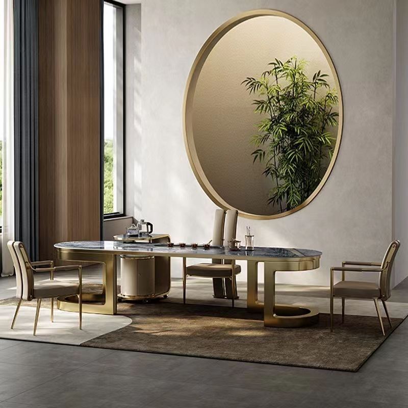 Modern Luxury Faux Leather Metal Sponge Square Strip Dovetail Dining Chair Backrest Armrest For Dining Room