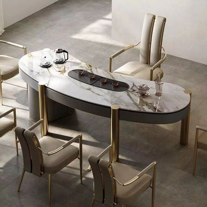 Modern Luxury Faux Leather Metal Sponge Square Strip Dovetail Dining Chair Backrest Armrest For Dining Room