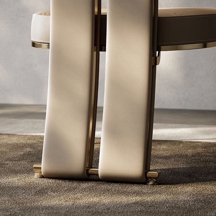 Modern Luxury Faux Leather Metal Sponge Square Strip Dovetail Dining Chair Backrest Armrest For Dining Room