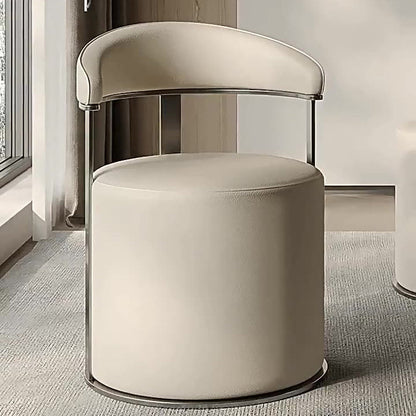 Modern Simplicity Faux Leather Stainless Steel Sponge Round Vanity Stool Backrest For Bedroom