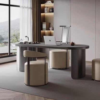 Modern Simplicity Faux Leather Stainless Steel Sponge Round Vanity Stool Backrest For Bedroom