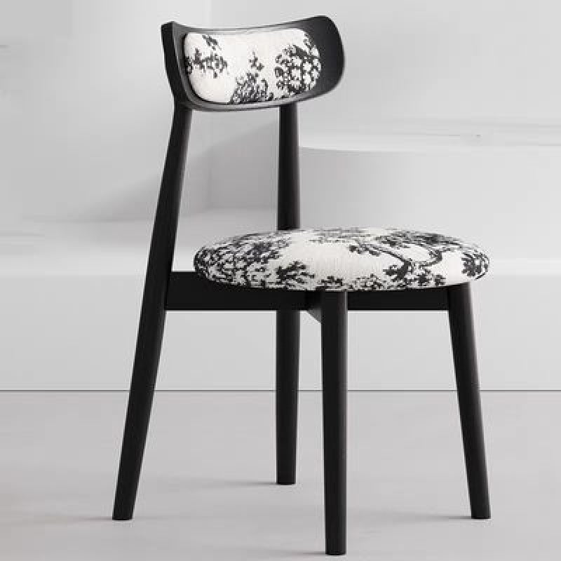 Contemporary Scandinavian Fabric Wood Jungle Printed Round Arched Dining Chair Backrest For Dining Room