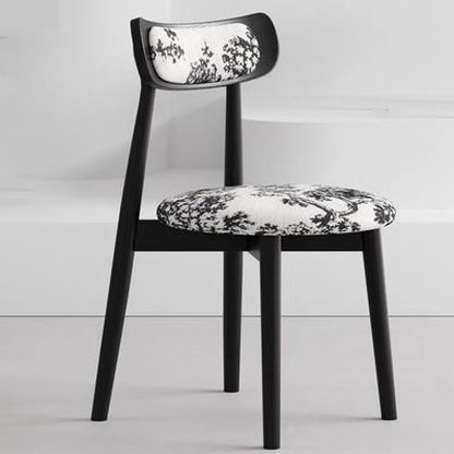 Contemporary Scandinavian Fabric Wood Jungle Printed Round Arched Dining Chair Backrest For Dining Room