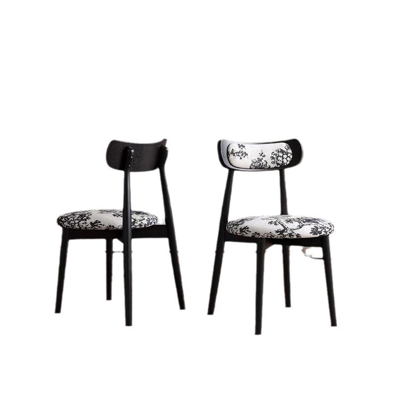 Contemporary Scandinavian Fabric Wood Jungle Printed Round Arched Dining Chair Backrest For Dining Room