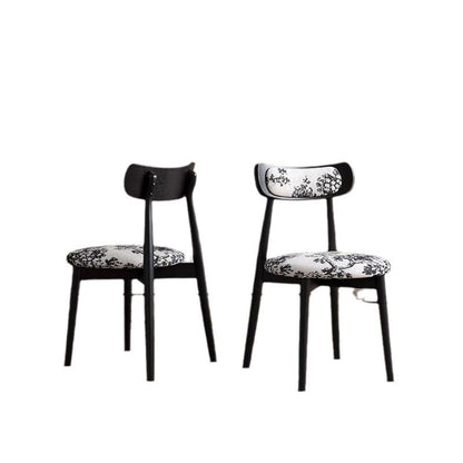 Contemporary Scandinavian Fabric Wood Jungle Printed Round Arched Dining Chair Backrest For Dining Room