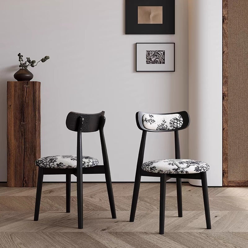 Contemporary Scandinavian Fabric Wood Jungle Printed Round Arched Dining Chair Backrest For Dining Room