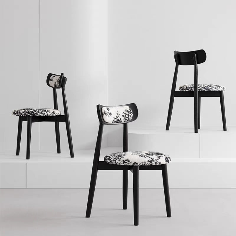 Contemporary Scandinavian Fabric Wood Jungle Printed Round Arched Dining Chair Backrest For Dining Room