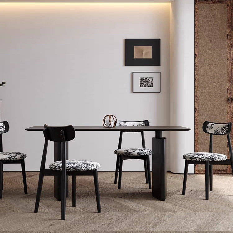 Contemporary Scandinavian Fabric Wood Jungle Printed Round Arched Dining Chair Backrest For Dining Room