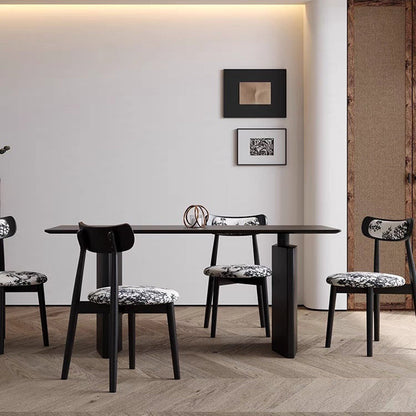 Contemporary Scandinavian Fabric Wood Jungle Printed Round Arched Dining Chair Backrest For Dining Room