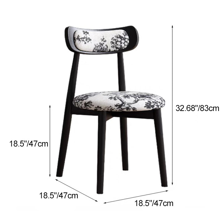 Contemporary Scandinavian Fabric Wood Jungle Printed Round Arched Dining Chair Backrest For Dining Room