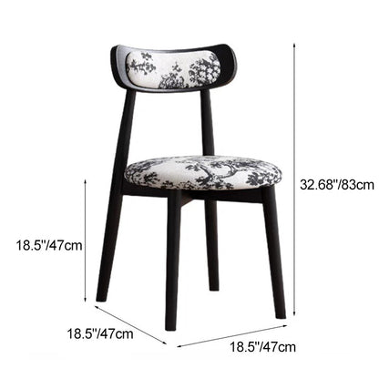 Contemporary Scandinavian Fabric Wood Jungle Printed Round Arched Dining Chair Backrest For Dining Room