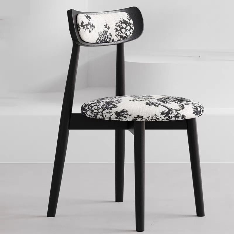 Contemporary Scandinavian Fabric Wood Jungle Printed Round Arched Dining Chair Backrest For Dining Room