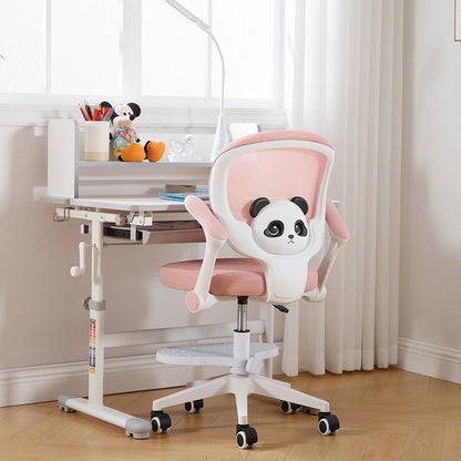 Contemporary Creative Kids Panda Square Mesh PP Nylon Hardware Latex Liftable Swivel Desk Chair Backrest Armrest Footrest For Study