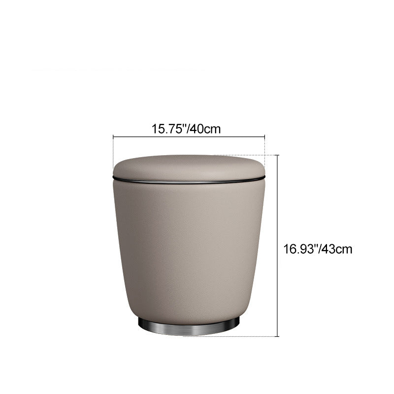 Modern Simplicity Microfiber Leather Stainless Steel Round Vanity Stool For Bedroom, Living Room, And Tea Room