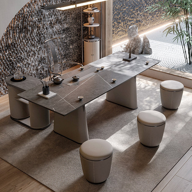 Modern Simplicity Microfiber Leather Stainless Steel Round Vanity Stool For Bedroom, Living Room, And Tea Room