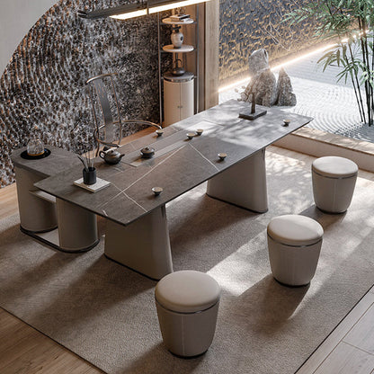 Modern Simplicity Microfiber Leather Stainless Steel Round Vanity Stool For Bedroom, Living Room, And Tea Room