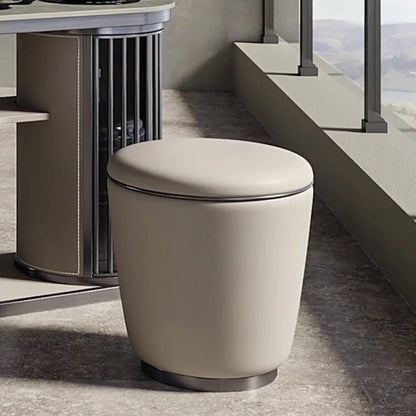 Modern Simplicity Microfiber Leather Stainless Steel Round Vanity Stool For Bedroom, Living Room, And Tea Room