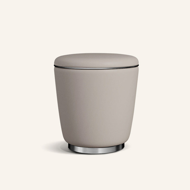 Modern Simplicity Microfiber Leather Stainless Steel Round Vanity Stool For Bedroom, Living Room, And Tea Room