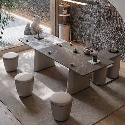 Modern Simplicity Microfiber Leather Stainless Steel Round Vanity Stool For Bedroom, Living Room, And Tea Room