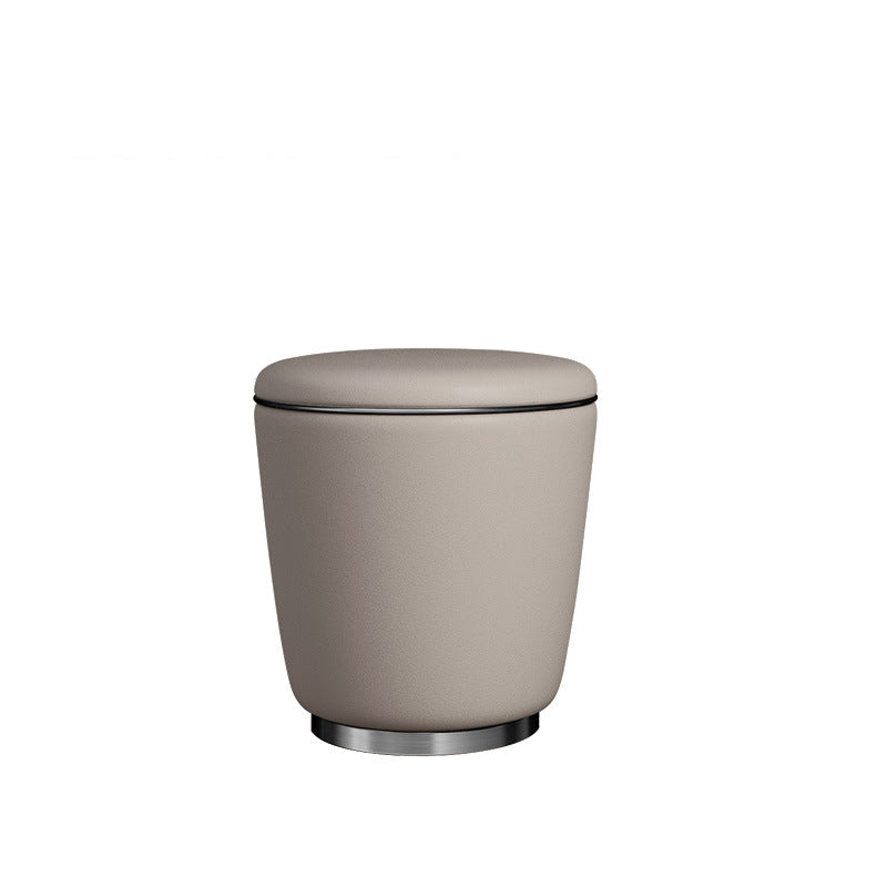 Modern Simplicity Microfiber Leather Stainless Steel Round Vanity Stool For Bedroom, Living Room, And Tea Room