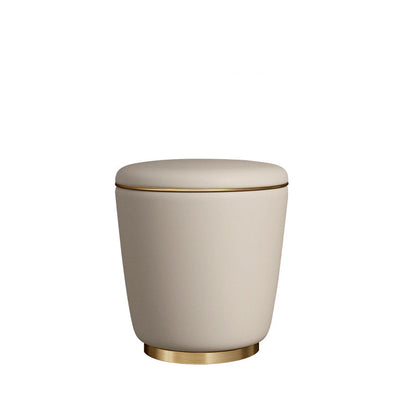 Modern Simplicity Microfiber Leather Stainless Steel Round Vanity Stool For Bedroom, Living Room, And Tea Room