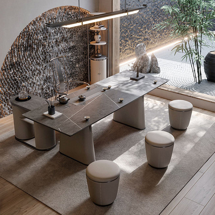 Modern Simplicity Microfiber Leather Stainless Steel Round Vanity Stool For Bedroom, Living Room, And Tea Room