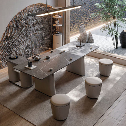 Modern Simplicity Microfiber Leather Stainless Steel Round Vanity Stool For Bedroom, Living Room, And Tea Room