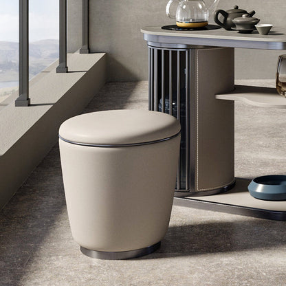 Modern Simplicity Microfiber Leather Stainless Steel Round Vanity Stool For Bedroom, Living Room, And Tea Room