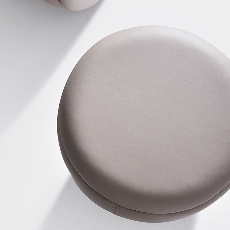 Modern Simplicity Microfiber Leather Stainless Steel Round Vanity Stool For Bedroom, Living Room, And Tea Room