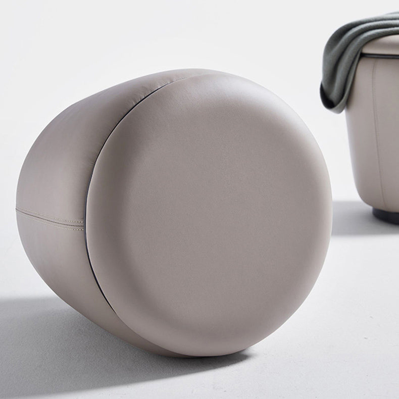 Modern Simplicity Microfiber Leather Stainless Steel Round Vanity Stool For Bedroom, Living Room, And Tea Room