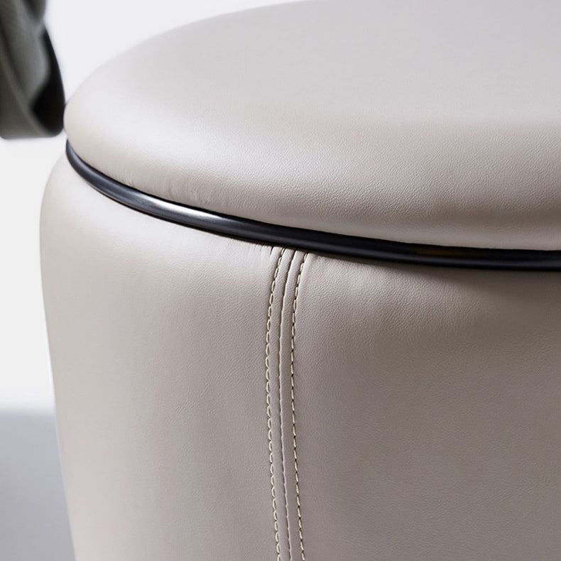 Modern Simplicity Microfiber Leather Stainless Steel Round Vanity Stool For Bedroom, Living Room, And Tea Room