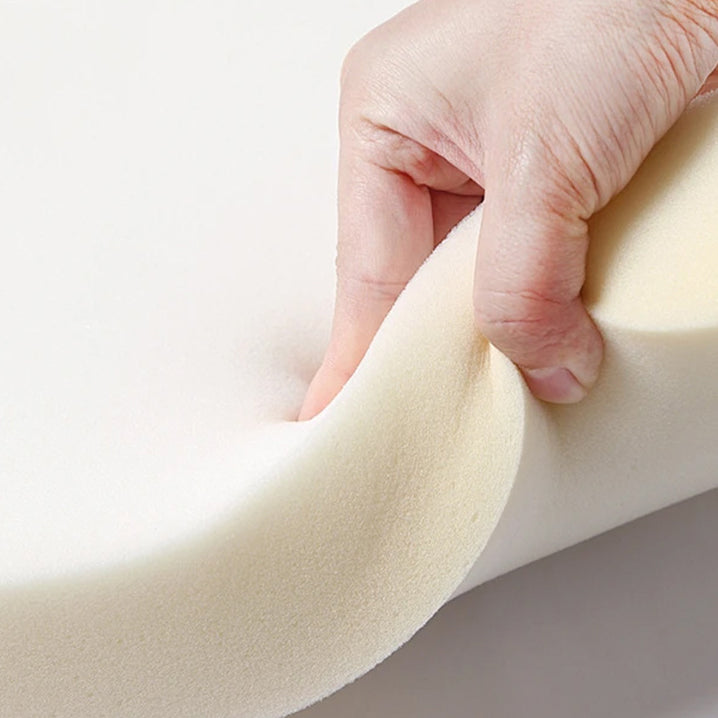 Traditional Chinese Tech Fabric & Leather Wooden Round Low Stool For Living Room And Bedroom