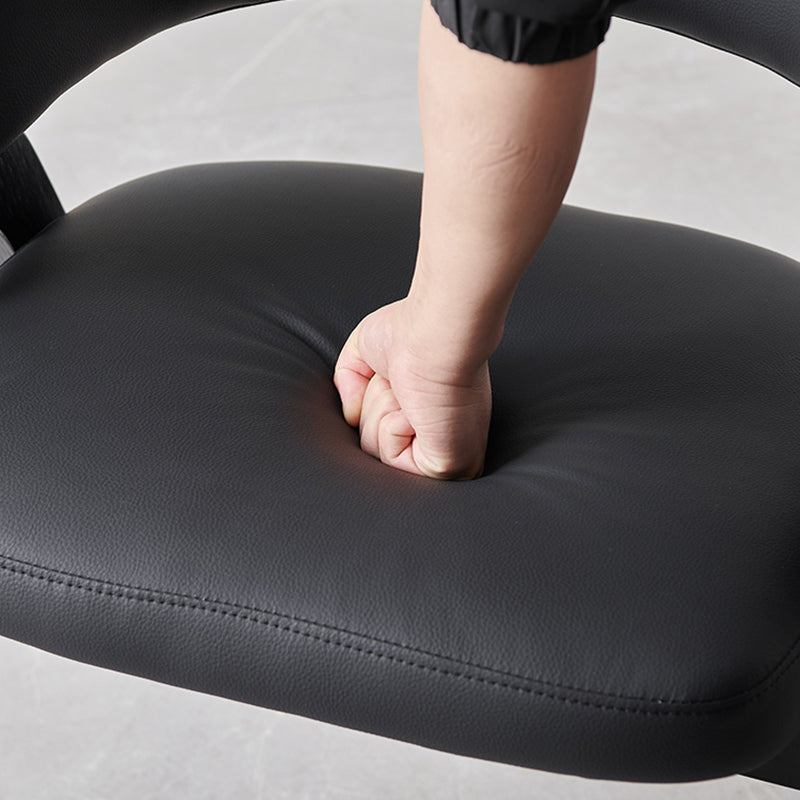 Contemporary Scandinavian Microfiber Leather Ash Wood Frame Sponge Curved Dining Chair Backrest Armrest For Dining Room