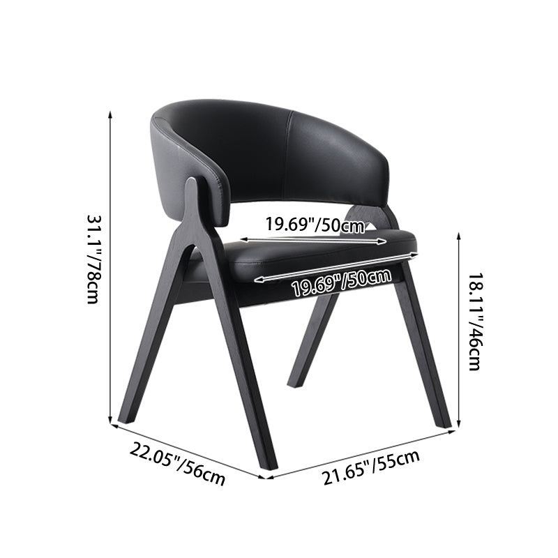 Contemporary Scandinavian Microfiber Leather Ash Wood Frame Sponge Curved Dining Chair Backrest Armrest For Dining Room