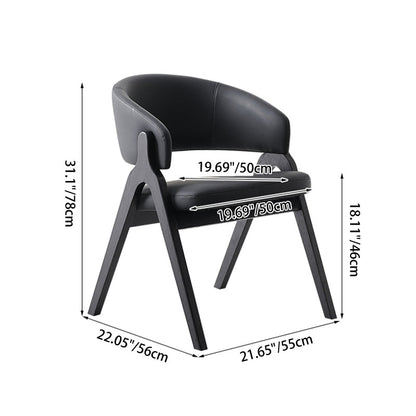 Contemporary Scandinavian Microfiber Leather Ash Wood Frame Sponge Curved Dining Chair Backrest Armrest For Dining Room