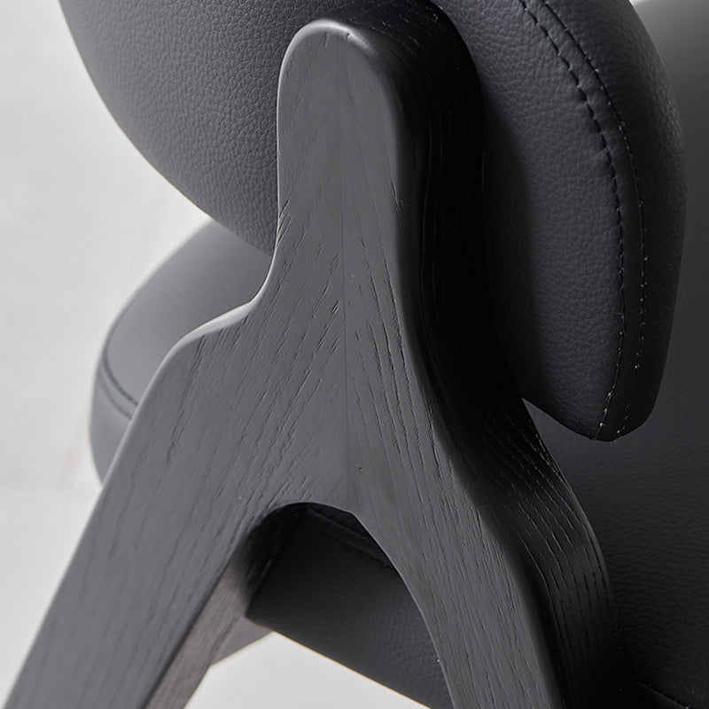 Contemporary Scandinavian Microfiber Leather Ash Wood Frame Sponge Curved Dining Chair Backrest Armrest For Dining Room