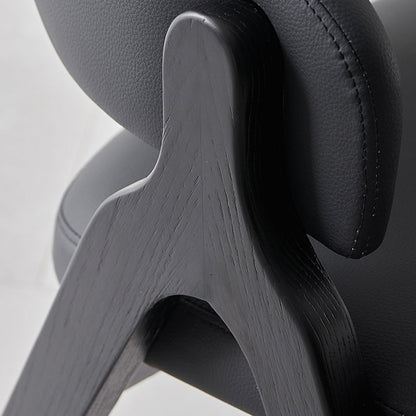 Contemporary Scandinavian Microfiber Leather Ash Wood Frame Sponge Curved Dining Chair Backrest Armrest For Dining Room