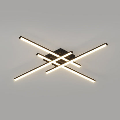 Contemporary Scandinavian Long Strip Grid Aluminum Acrylic LED Semi-Flush Mount Ceiling Light For Living Room