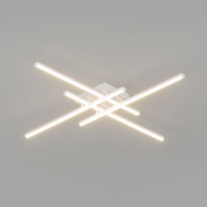 Contemporary Scandinavian Long Strip Grid Aluminum Acrylic LED Semi-Flush Mount Ceiling Light For Living Room
