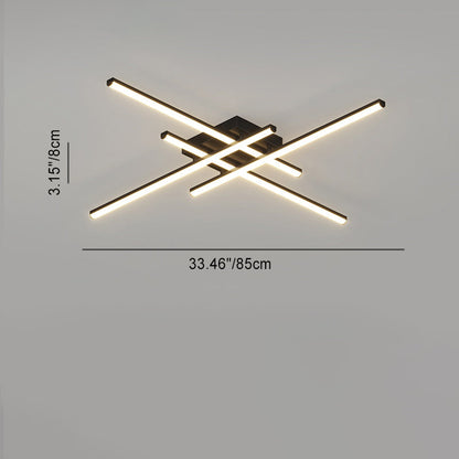Contemporary Scandinavian Long Strip Grid Aluminum Acrylic LED Semi-Flush Mount Ceiling Light For Living Room