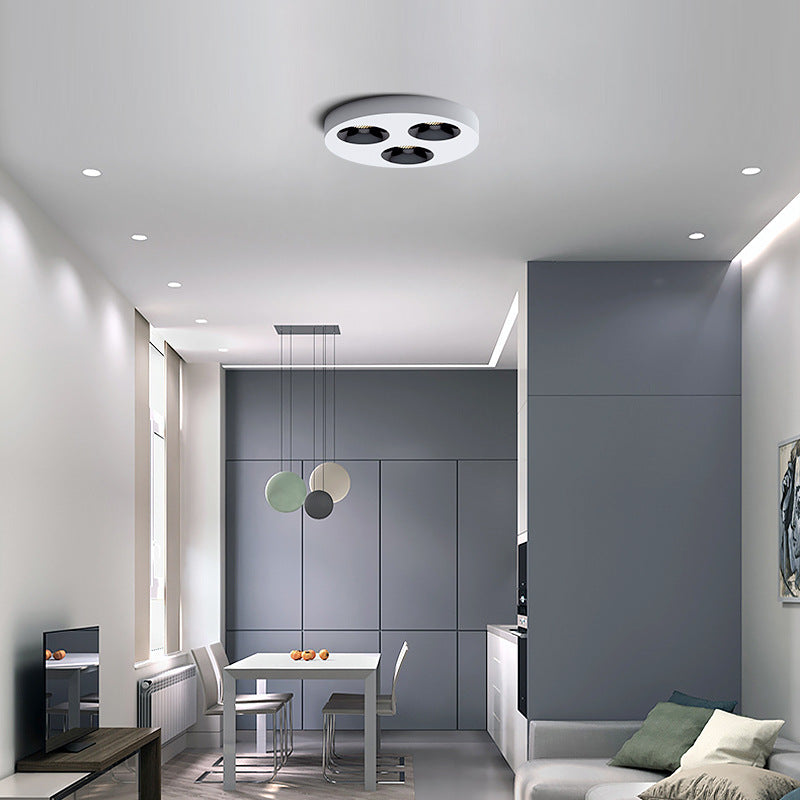 Modern Minimalist Iron Round LED Flush Mount Ceiling Light Spotlight For Living Room & Hallway