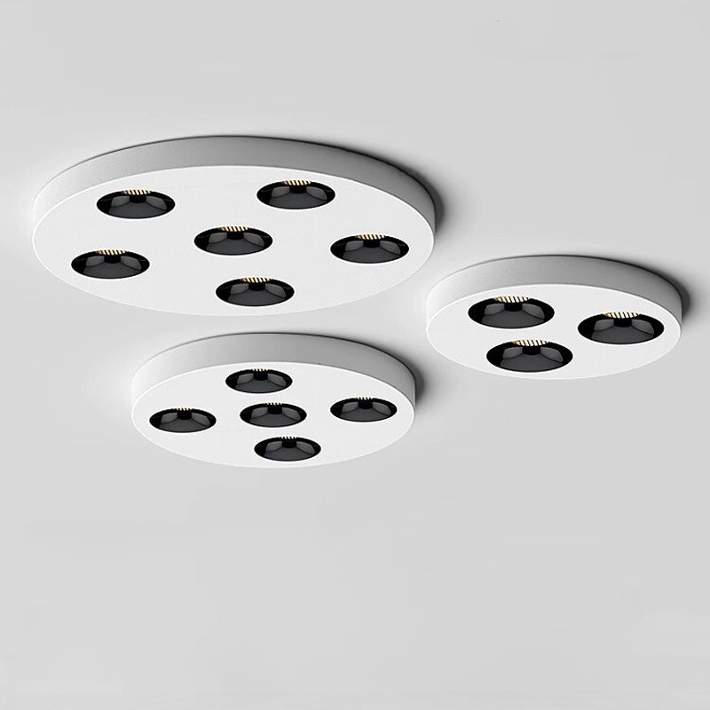 Modern Minimalist Iron Round LED Flush Mount Ceiling Light Spotlight For Living Room & Hallway