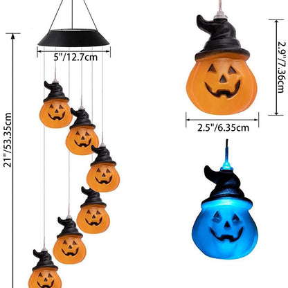Contemporary Creative Solar ABS Pumpkin Wind Chime Halloween LED Outdoor Light Landscape Lighting For Garden