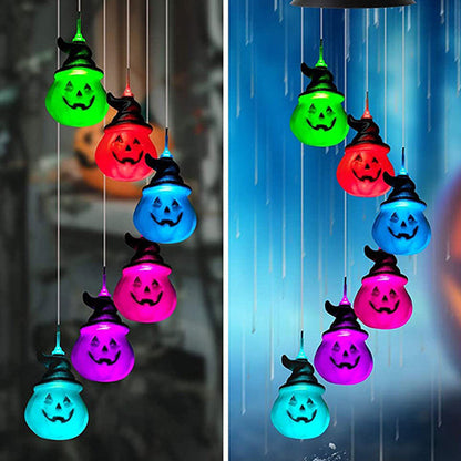 Contemporary Creative Solar ABS Pumpkin Wind Chime Halloween LED Outdoor Light Landscape Lighting For Garden