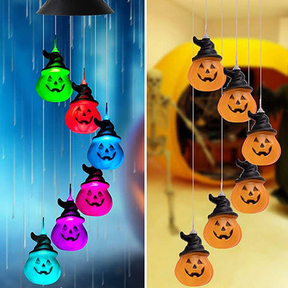 Contemporary Creative Solar ABS Pumpkin Wind Chime Halloween LED Outdoor Light Landscape Lighting For Garden
