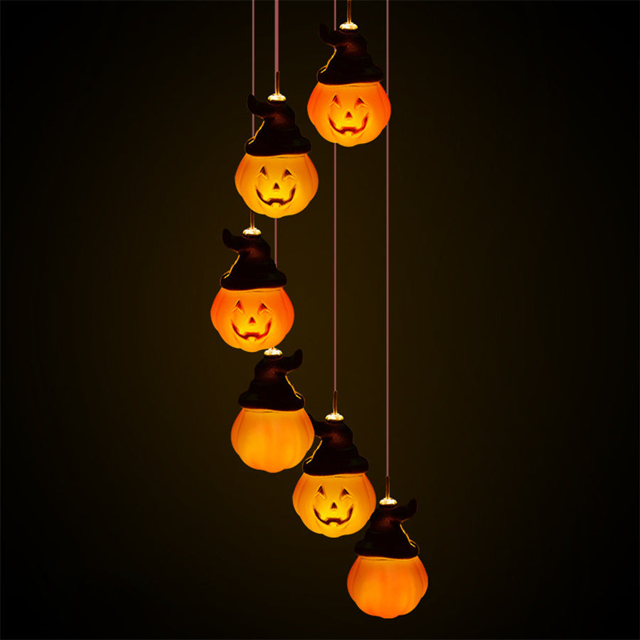 Contemporary Creative Solar ABS Pumpkin Wind Chime Halloween LED Outdoor Light Landscape Lighting For Garden